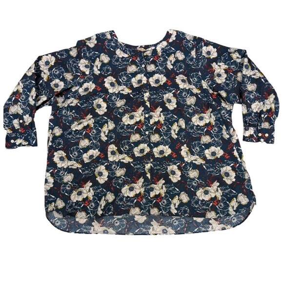 Duluth Wrinkle Fighter Tunic Button Shirt Blue White Floral Long Sleeve Size 4X - Picture 2 of 8